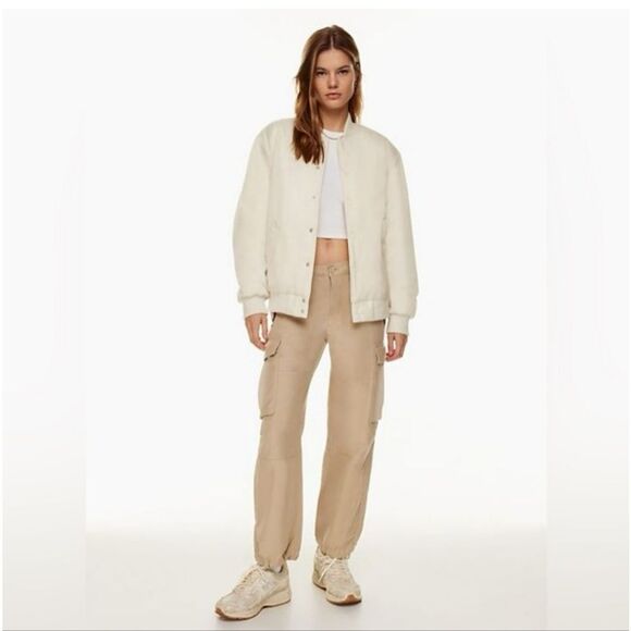 TNA Aritzia Women's Cream Bomber Jacket - Picture 1 of 14